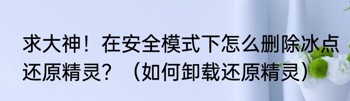 求大神！在安全模式下怎么删除冰点还原精灵？（如何卸载还原精灵）