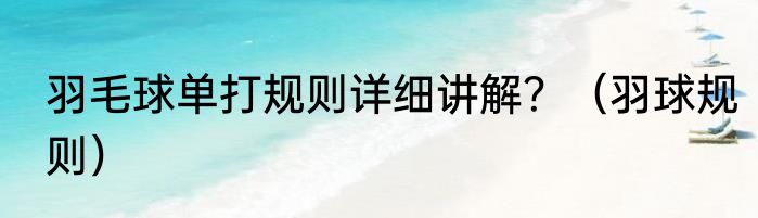 羽毛球单打规则详细讲解？（羽球规则）