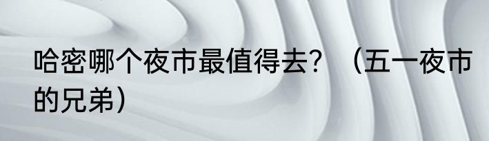 哈密哪个夜市最值得去？（五一夜市的兄弟）