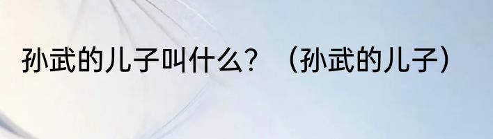 孙武的儿子叫什么？（孙武的儿子）