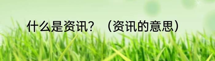 什么是资讯？（资讯的意思）