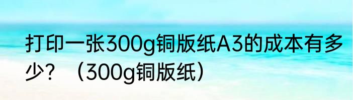 打印一张300g铜版纸A3的成本有多少？（300g铜版纸）