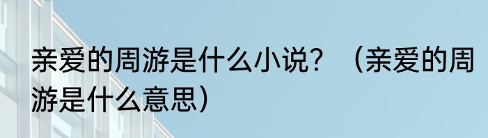 亲爱的周游是什么小说？（亲爱的周游是什么意思）