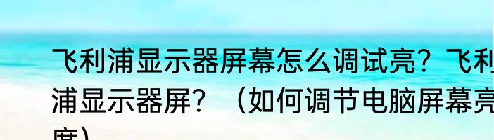 飞利浦显示器屏幕怎么调试亮？飞利浦显示器屏？（如何调节电脑屏幕亮度）