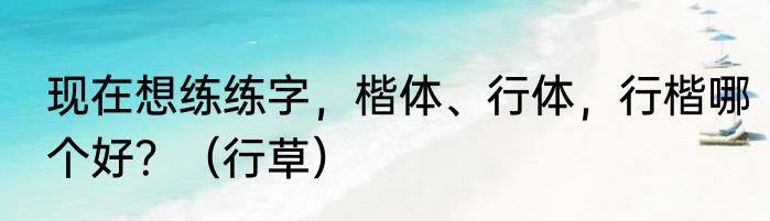 现在想练练字，楷体、行体，行楷哪个好？（行草）