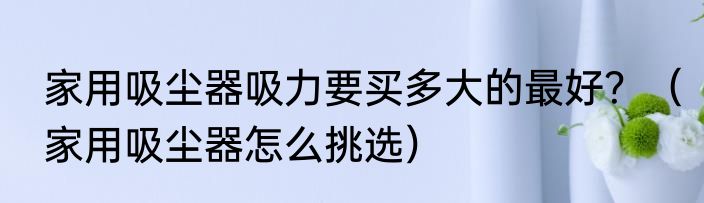 家用吸尘器吸力要买多大的最好？（家用吸尘器怎么挑选）
