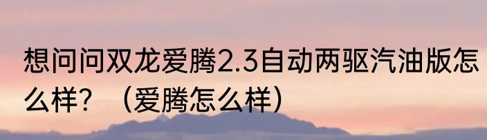 想问问双龙爱腾2.3自动两驱汽油版怎么样？（爱腾怎么样）