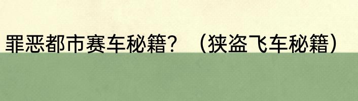 罪恶都市赛车秘籍？（狭盗飞车秘籍）