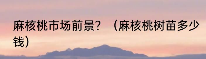 麻核桃市场前景？（麻核桃树苗多少钱）