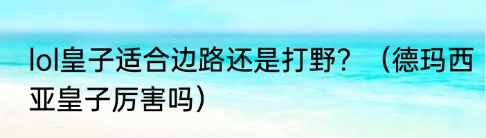 lol皇子适合边路还是打野？（德玛西亚皇子厉害吗）