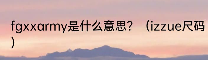 fgxxarmy是什么意思？（izzue尺码）