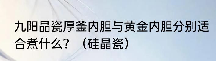 九阳晶瓷厚釜内胆与黄金内胆分别适合煮什么？（硅晶瓷）