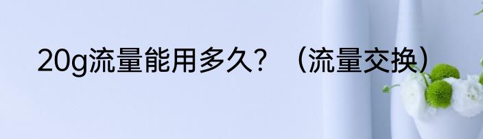 20g流量能用多久？（流量交换）