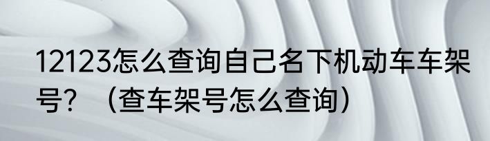 12123怎么查询自己名下机动车车架号？（查车架号怎么查询）