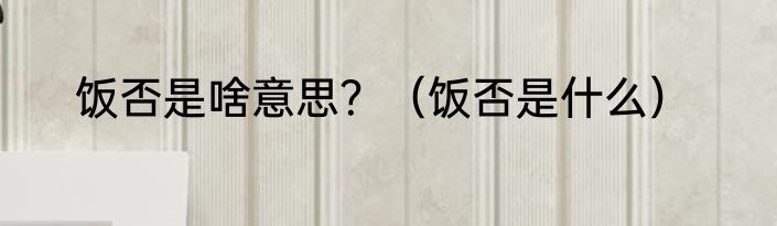 饭否是啥意思？（饭否是什么）