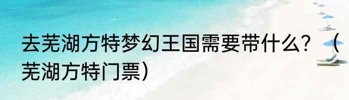去芜湖方特梦幻王国需要带什么？（芜湖方特门票）