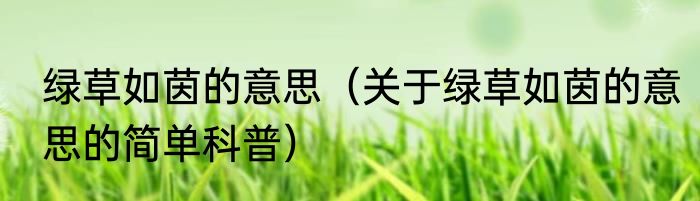 绿草如茵的意思（关于绿草如茵的意思的简单科普）