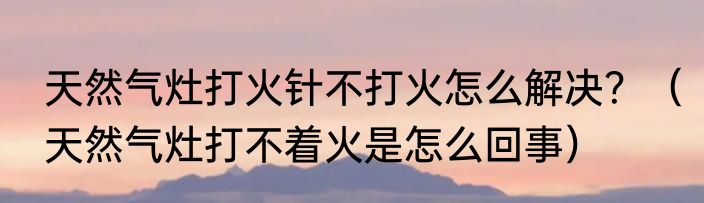 天然气灶打火针不打火怎么解决？（天然气灶打不着火是怎么回事）