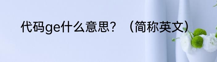 代码ge什么意思？（简称英文）