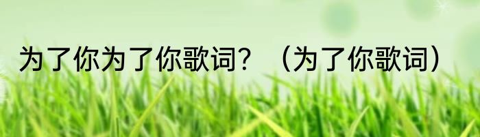 为了你为了你歌词？（为了你歌词）