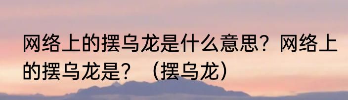 网络上的摆乌龙是什么意思？网络上的摆乌龙是？（摆乌龙）