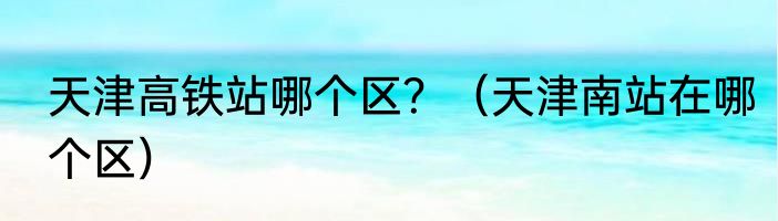 天津高铁站哪个区？（天津南站在哪个区）