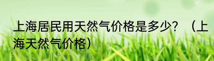 上海居民用天然气价格是多少？（上海天然气价格）