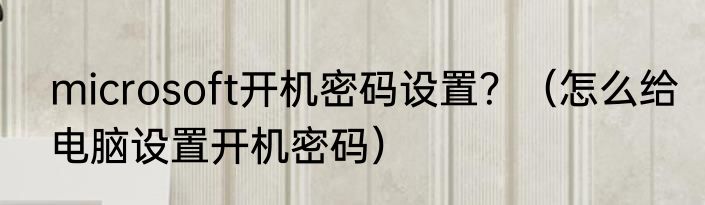 microsoft开机密码设置？（怎么给电脑设置开机密码）