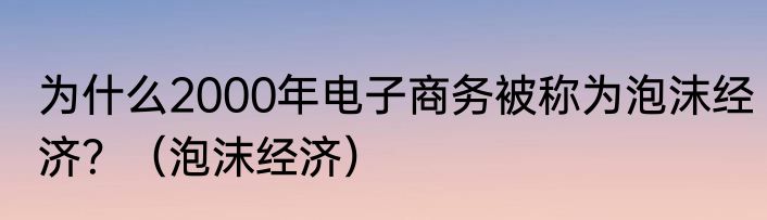 为什么2000年电子商务被称为泡沫经济？（泡沫经济）