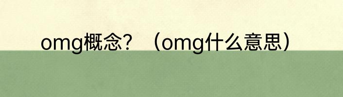 omg概念？（omg什么意思）