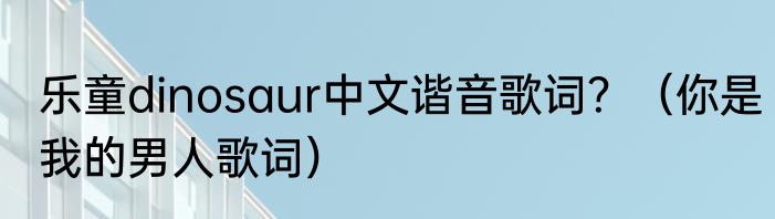 乐童dinosaur中文谐音歌词？（你是我的男人歌词）