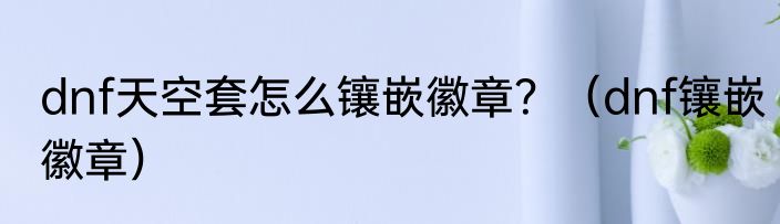 dnf天空套怎么镶嵌徽章？（dnf镶嵌徽章）