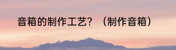 音箱的制作工艺？（制作音箱）