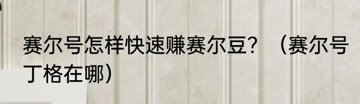 赛尔号怎样快速赚赛尔豆？（赛尔号丁格在哪）
