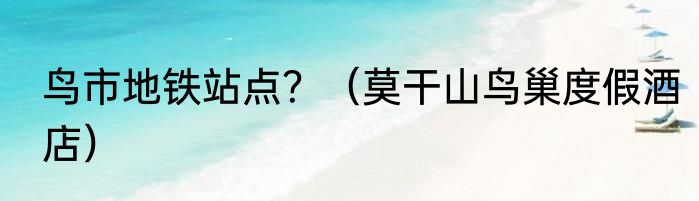 鸟市地铁站点？（莫干山鸟巢度假酒店）