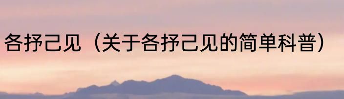 各抒己见（关于各抒己见的简单科普）