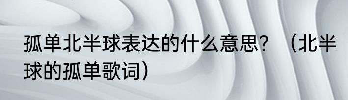 孤单北半球表达的什么意思？（北半球的孤单歌词）