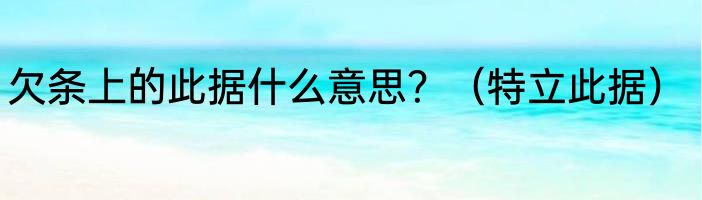 欠条上的此据什么意思？（特立此据）