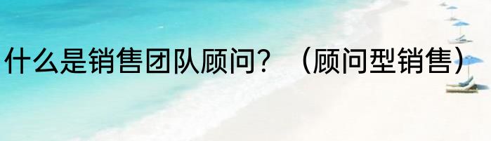 什么是销售团队顾问？（顾问型销售）
