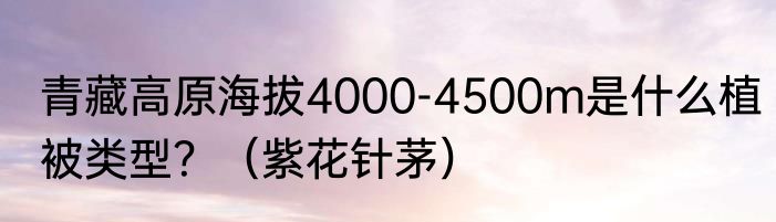 青藏高原海拔4000-4500m是什么植被类型？（紫花针茅）