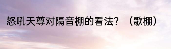 怒吼天尊对隔音棚的看法？（歌棚）