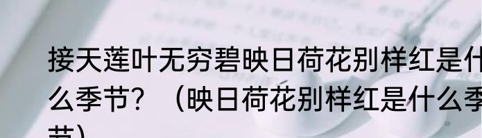 接天莲叶无穷碧映日荷花别样红是什么季节？（映日荷花别样红是什么季节）