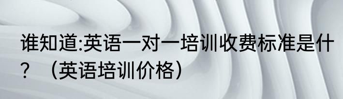 谁知道:英语一对一培训收费标准是什？（英语培训价格）