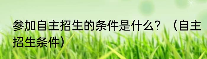 参加自主招生的条件是什么？（自主招生条件）