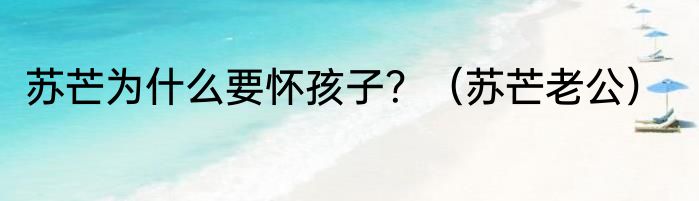 苏芒为什么要怀孩子？（苏芒老公）