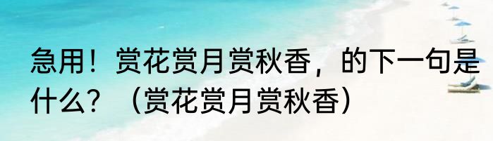 急用！赏花赏月赏秋香，的下一句是什么？（赏花赏月赏秋香）