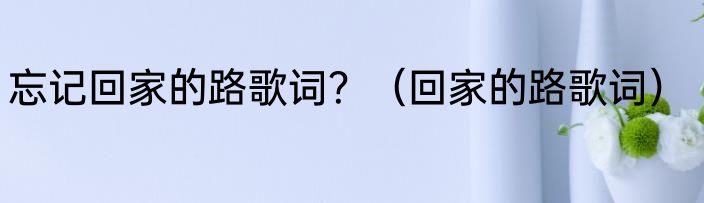 忘记回家的路歌词？（回家的路歌词）