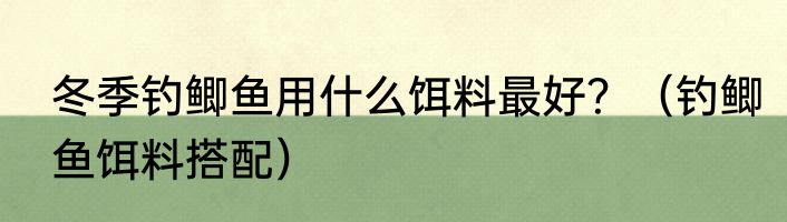 冬季钓鲫鱼用什么饵料最好？（钓鲫鱼饵料搭配）