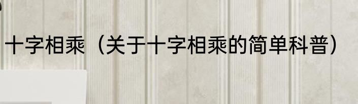 十字相乘（关于十字相乘的简单科普）