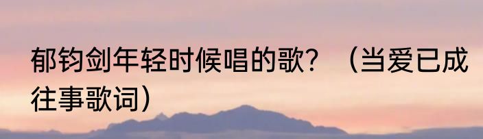 郁钧剑年轻时候唱的歌？（当爱已成往事歌词）